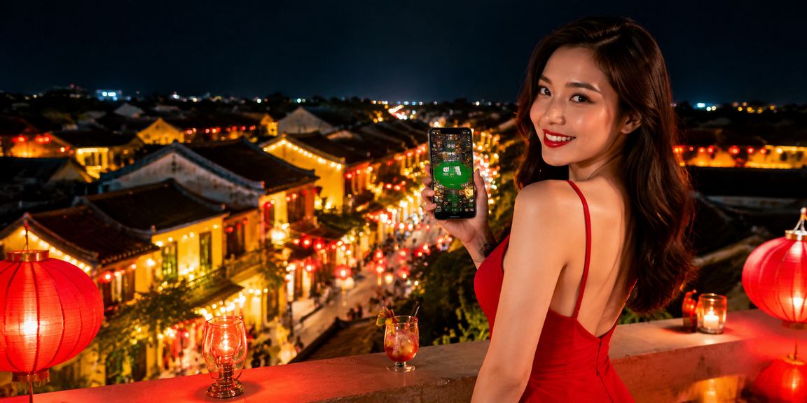 Cảnh phố Hội An với đèn lồng rực rỡ vào ban đêm